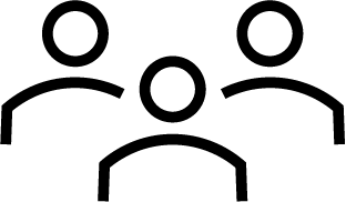 Icône représentant un groupe de trois personnes. 